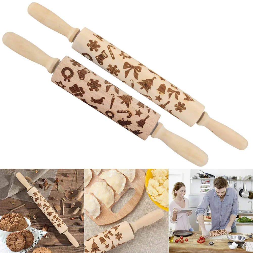 Рождественский олень шаблон тиснение Скалка деревянный для DIY кухня пицца