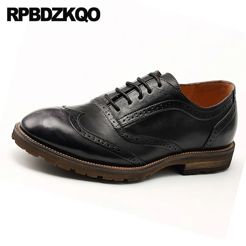 Оксфорды wingtip мужские из натуральной воловьей кожи официальные Туфли броги на
