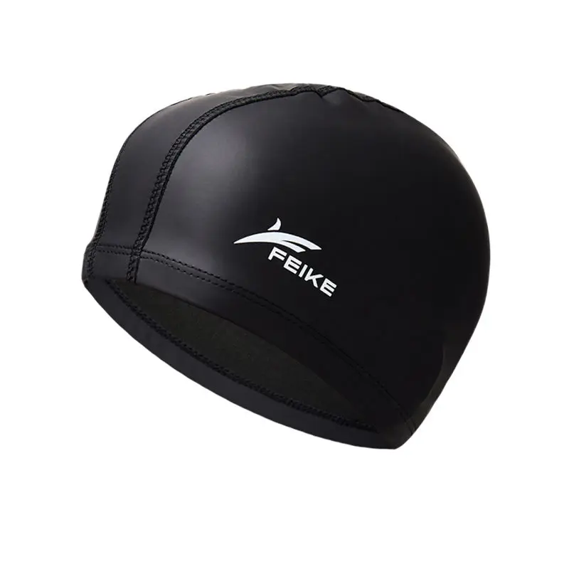 Men Women Adults Free Size Elastic Waterproof PU Fabric Swim Cap Long Hair Ears Protection Hat Sports Swim Pool Hat Swimming Cap