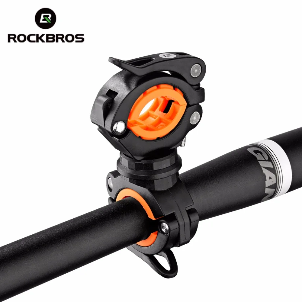 ROCKBROS Cycling Bike Rotating Light Double Holder LED Front Flashlight Lamp Pump Handlebar Bicycle Accessories 4 Colors | Спорт и