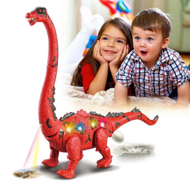 Children Toys Electric Walking Dinosaur Toy Long Neck Lay Eggs Projection Lights Roar Sounds Kids Christmas Birthday Gifts