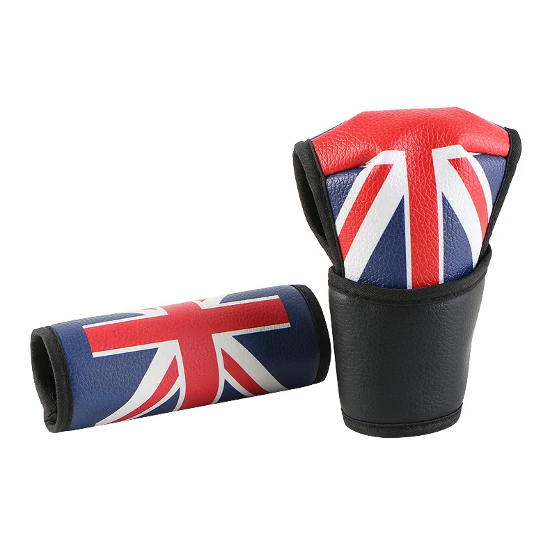 Union Jack2 Кожа переключения передач Ошейники для Mini Cooper JCW Countryman honda civic Ford focus3 автомобиль универсальный автомобильный стояночный тормоз ручной тормоз - Название цвета: Union Jack2