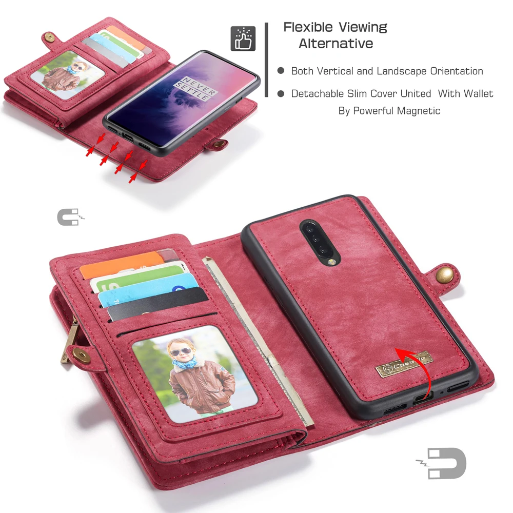 Роскошный, с магнитной застежкой ТПУ задняя крышка Coque для One Plus 7 OnePlus 7 Pro 1+ 7 Pro Чехол из искусственной кожи на молнии чехол-бумажник для телефона с отделениями для карт Fundas