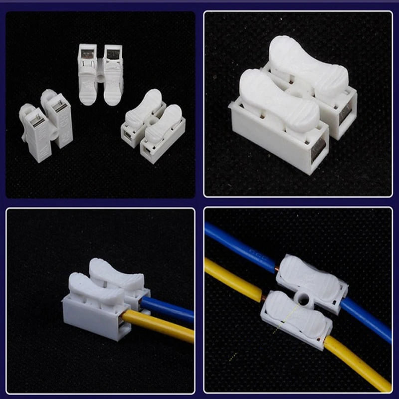 Бесплатная доставка 300 шт. 2P быстрая клемма проводного соединителя типа пресс-контакт 2-битные светодиодные лампы и фонари без сварки винты.