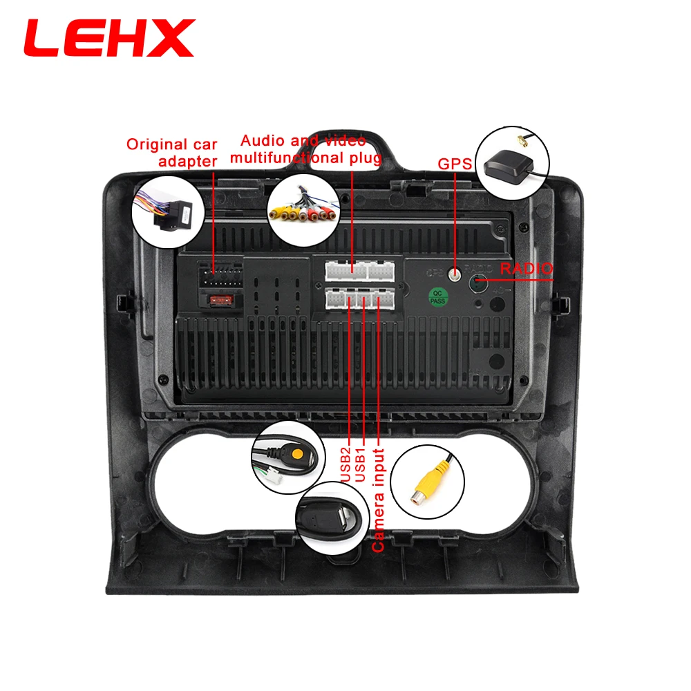 LEHX 2 DIN 9 дюймов Android 8,1 автомобильный мультимедийный плеер с сенсорным экраном четырехъядерный автомобильный радиоприемник для 2004 2005 2006-2011 Ford Focus Exi AT