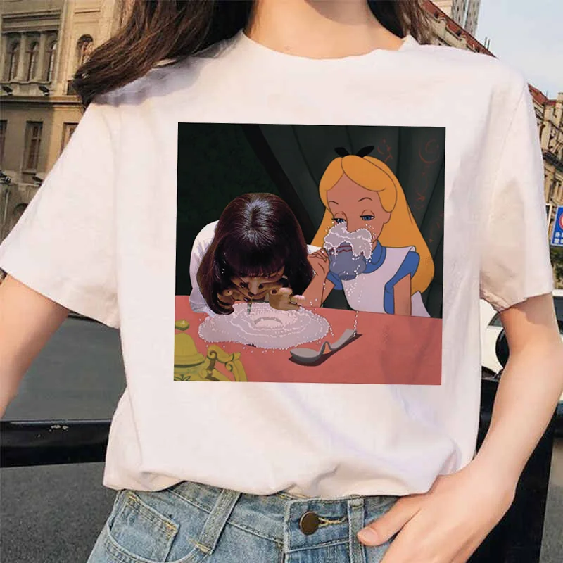 Целлюлоза фантастика Эстетическая Миа 90s Ulzzang Harajuku фильм футболка уличная