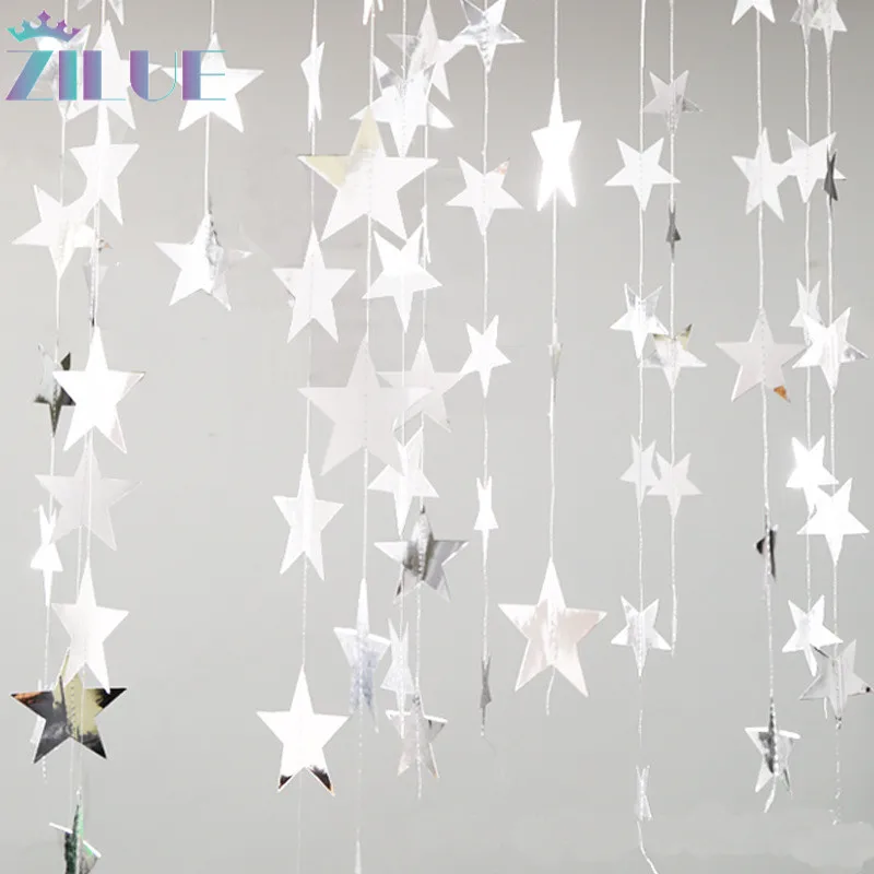 

2 шт./лот подвесные бумажные гирлянды со звездами 4 м красочные флажки для дома праздника дня рождения свадебвечерние НКИ баннер двери душев...