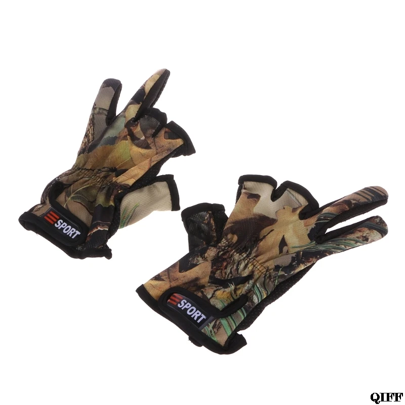 

Fishing Gloves 3 Cut Finger Slit Outdoor Sports Anti Slip Breathable Camouflage MAR28