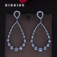 hibride luxury round cut cubic zircon women bride drop earrings dangle earring pendientes mujer moda wholesale price e 703
