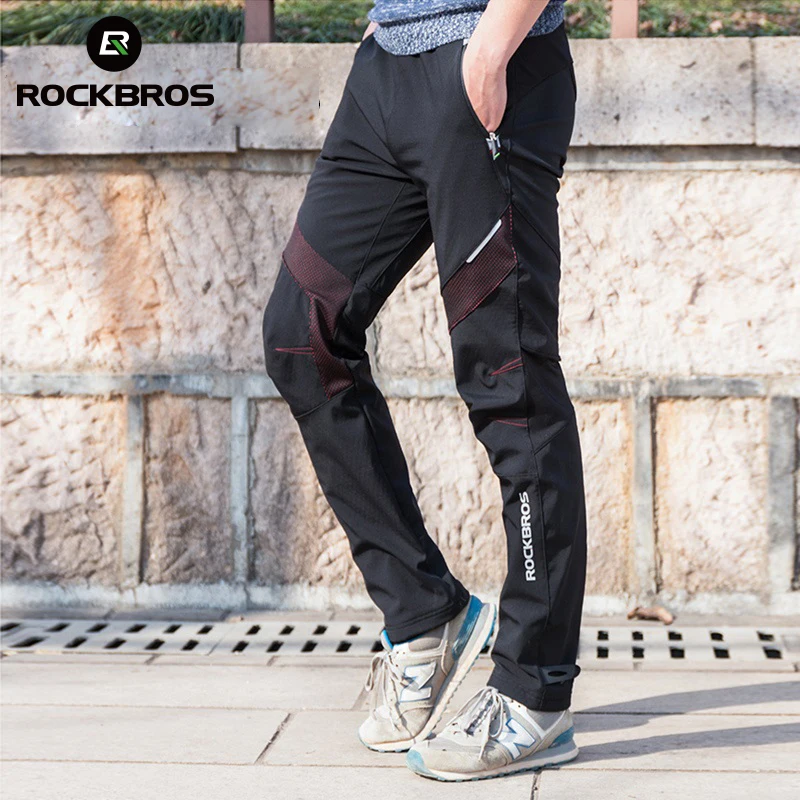 Велосипедные штаны ROCKBROS для бега мужские флисовые спортивные Светоотражающие