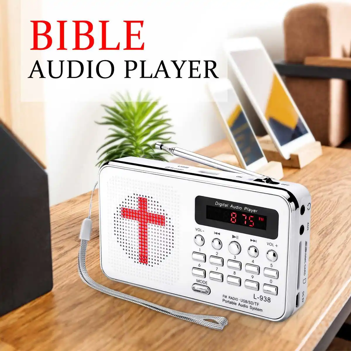 Цифровой аудиоплеер портативный Библейский MP3 музыкальный плеер мини fm-радио TF AUX USB светодиодный дисплей с клавиатурой функция наушников