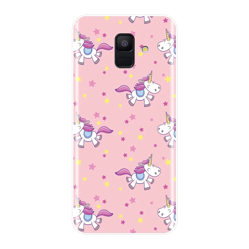 Мягкий силиконовый чехол из ТПУ с милым единорогом для Samsung A6 A8 Plus 2018 задняя