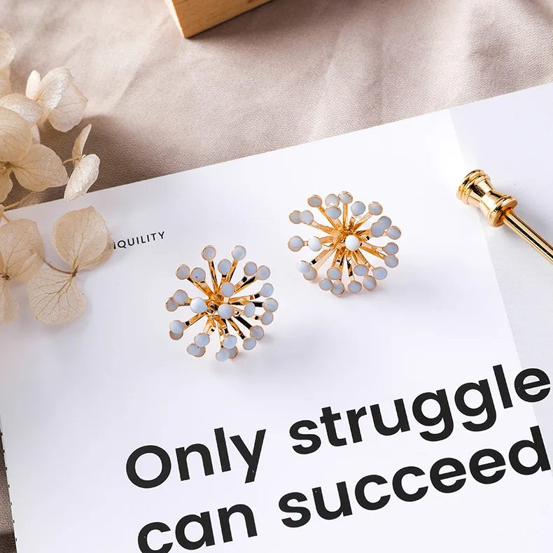 MENGJIQIAO Korean New Fireworks Design Elegant Metal Dorp Oil Stud Earrings For Women Colorful Pendientes Party Jewelry Gifts | Украшения и