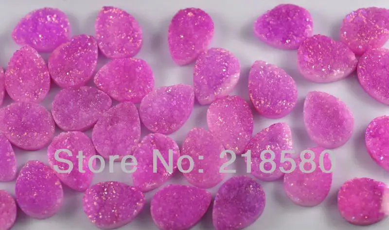 

H-DCB29 25pcs Hot Pink Quartz Teardrop Drusy Druzy Cabochon Beads 13x18mm