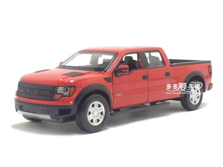 Красный Литой под давлением металлический 1:34 F150 RAPTOR Модель автомобиля игрушки звуковой светильник Вытяните назад детские игрушки - Цвет: Красный