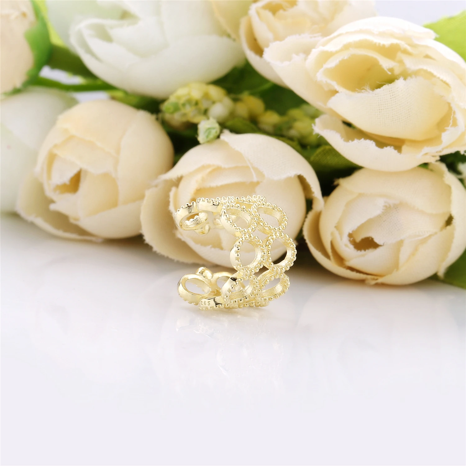 Женские сережки без пирсинга, серебряные, 925 пробы