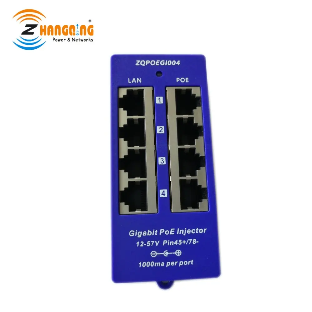 Гигабитный пассивный 4-портовый PoE инжектор 24 В 802.3Af Power Over Ethernet с адаптером