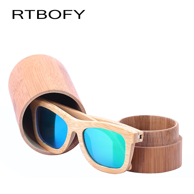 RTBOFY модный 100% ручной работы круглый бамбуковый футляр для солнцезащитных очков