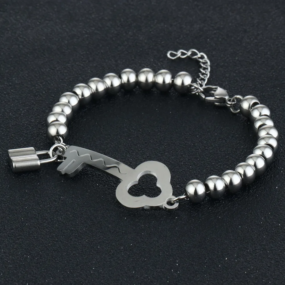 Очаровательные ювелирные изделия Lover Key & Lock браслеты из нержавеющей стали
