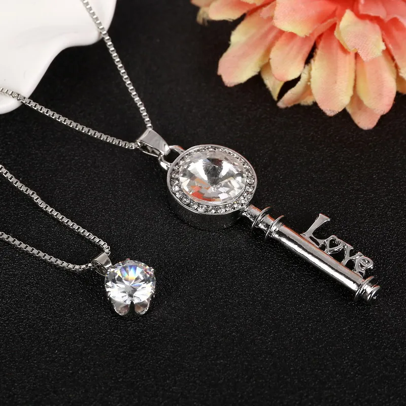 Новое прибытие Дизайн ключа кулон двойная цепь ожерелье Посеребренная ключица