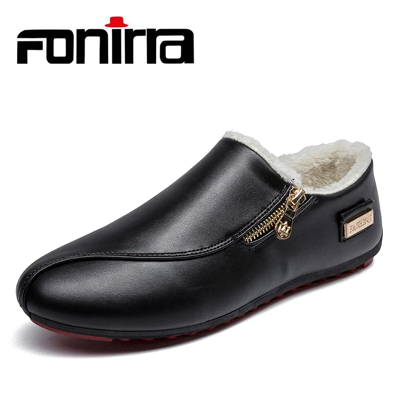 

FONIRRA Me Winter Casual Loafer Shoes British Style Moccasins PU Leather Flats Zapatos Hombre Loafers Slip on Footwear 828