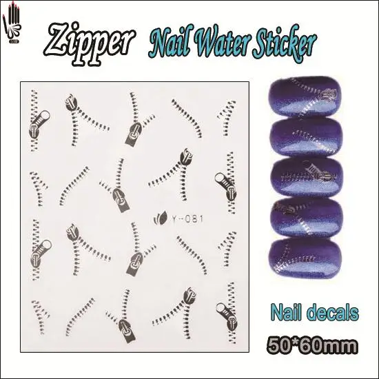 1 Sheet Nail Y081 Silver Zipper Nail Art Water Transfer Sticker Decal Sticker For Nail Art Decoration