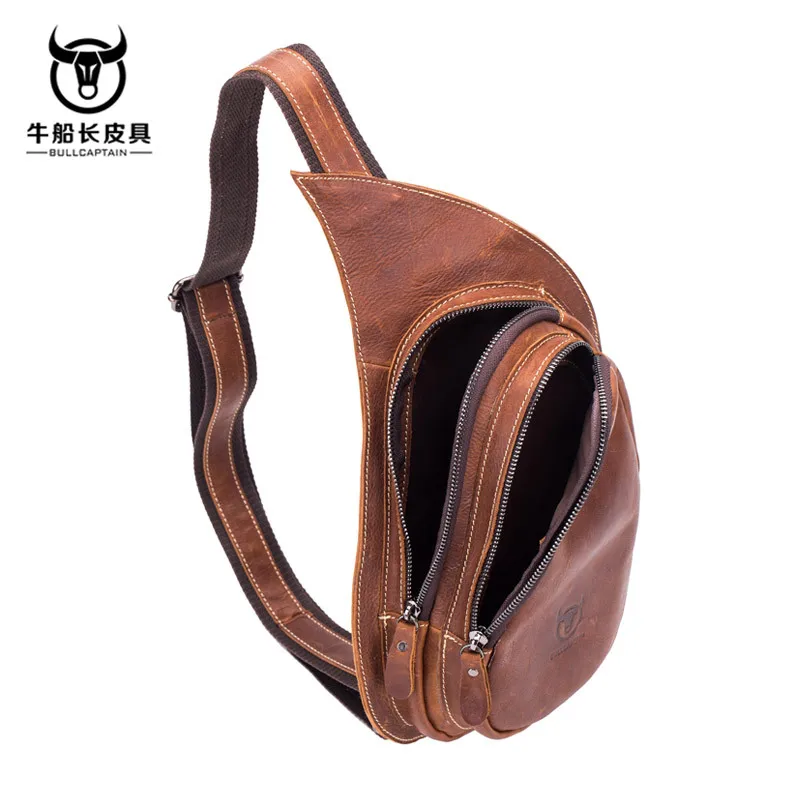 Мужская нагрудная сумка из натуральной кожи сумки через плечо Модные курьерские