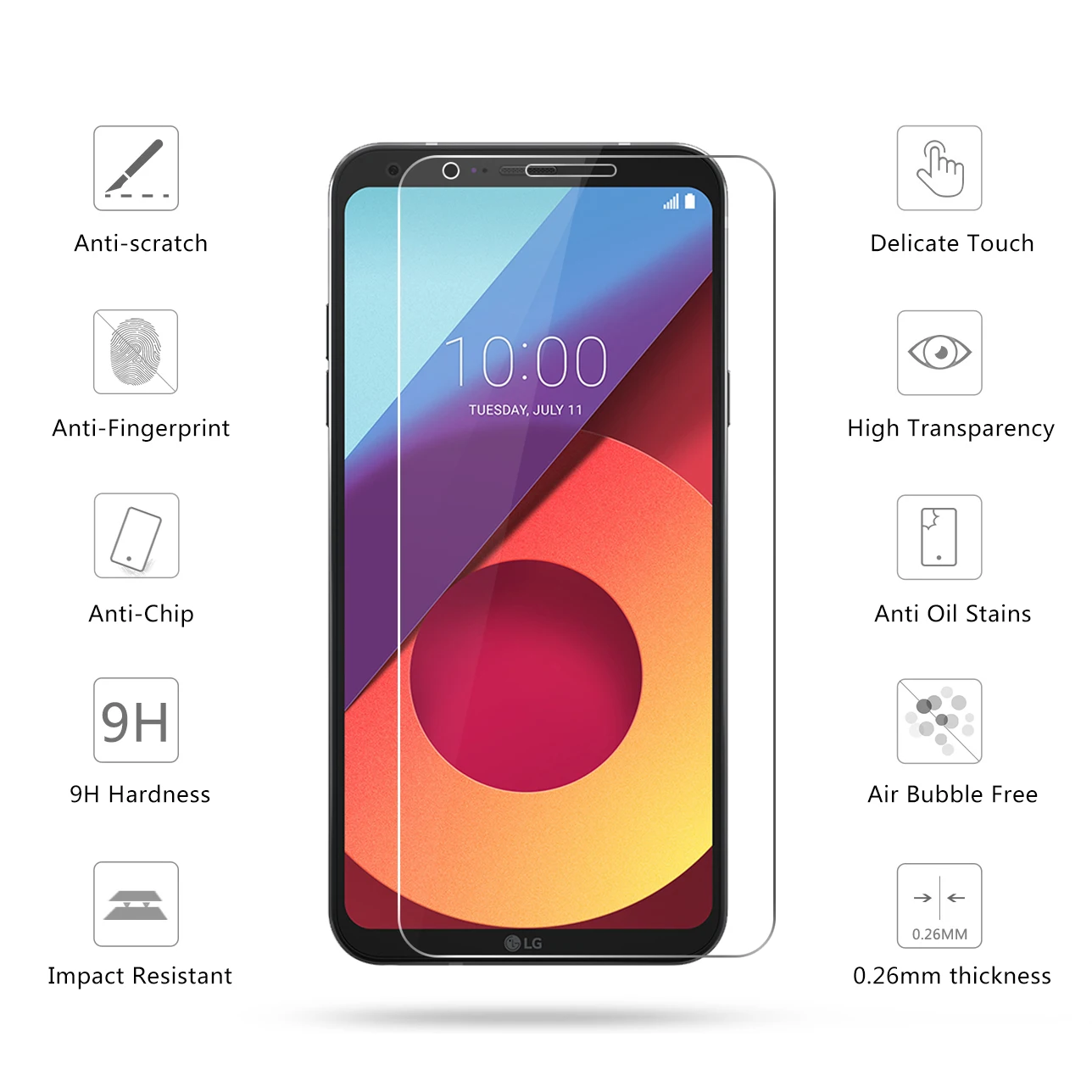 2 шт./лот 2.5D 0 26 мм 9H Премиум Закаленное стекло для LG Q6 Защитная пленка Alpha|Защитные