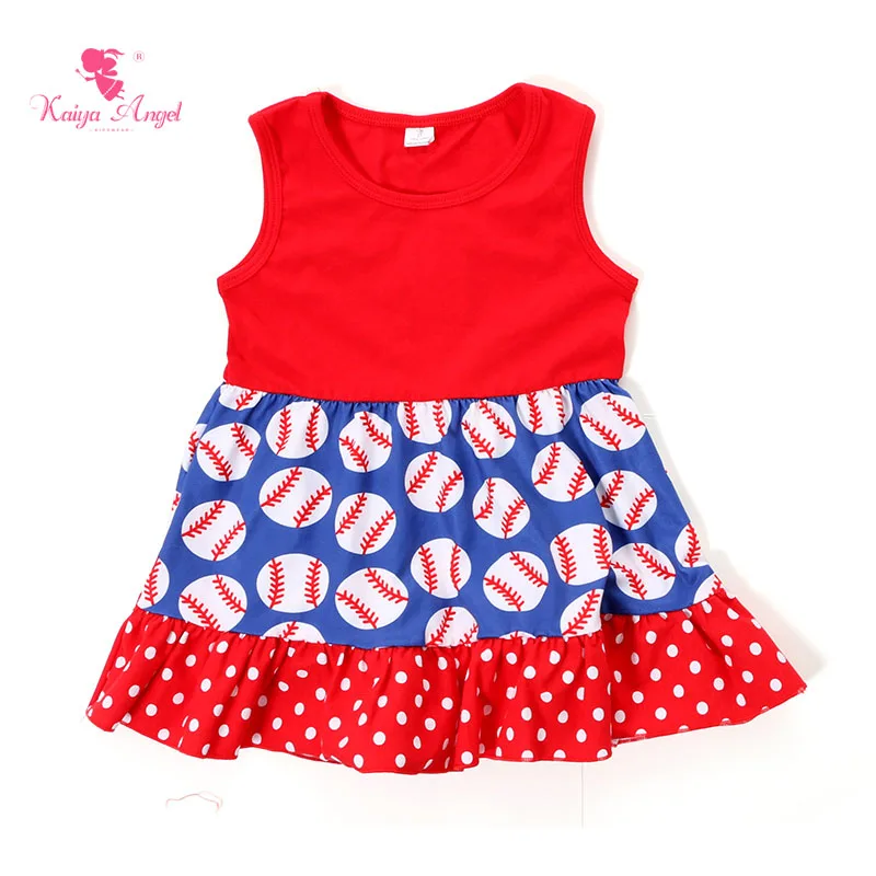 2017 Baseball Dress Toddler Girl Dresses Summer Kids clothes Red Royal Blue White | Детская одежда и обувь