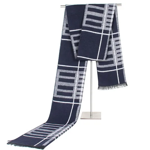 40.2 dark blue Мужской шарф зима осень мужские шарфы, палантин, шаль толстый плед мужской шарф теплый хлопок шерсть смешанная с кашемиром вязаный Матовый Шарф - Цвет: 40.2 dark blue