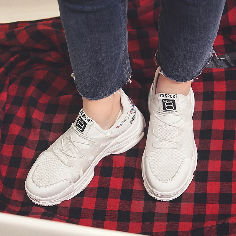 Summer Shoes Women Casual White White/Black Leisure Thick Soled Flats Cross-tied Lace-Up Zapatos Mujer wx5 | Обувь