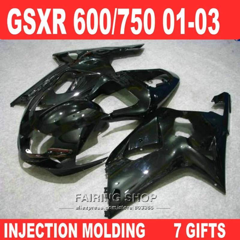 Поп! Для Suzuki gsxr600 комплект обтекателей 750 2001 2002 2003 (глянцевый черный) 01 02 03 лучшие