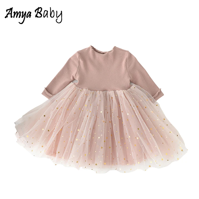 AmyaBaby детское платье с длинным рукавом Осень Первый на день рождения для
