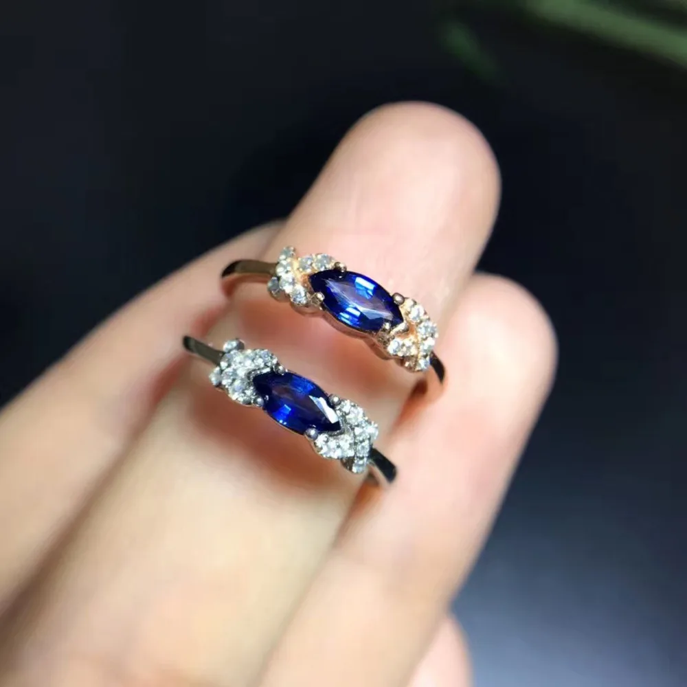 2017 кольца Qi Xuan_Dark Blue Stone простой и элегантный Ring_S925 твердый серебряный модный