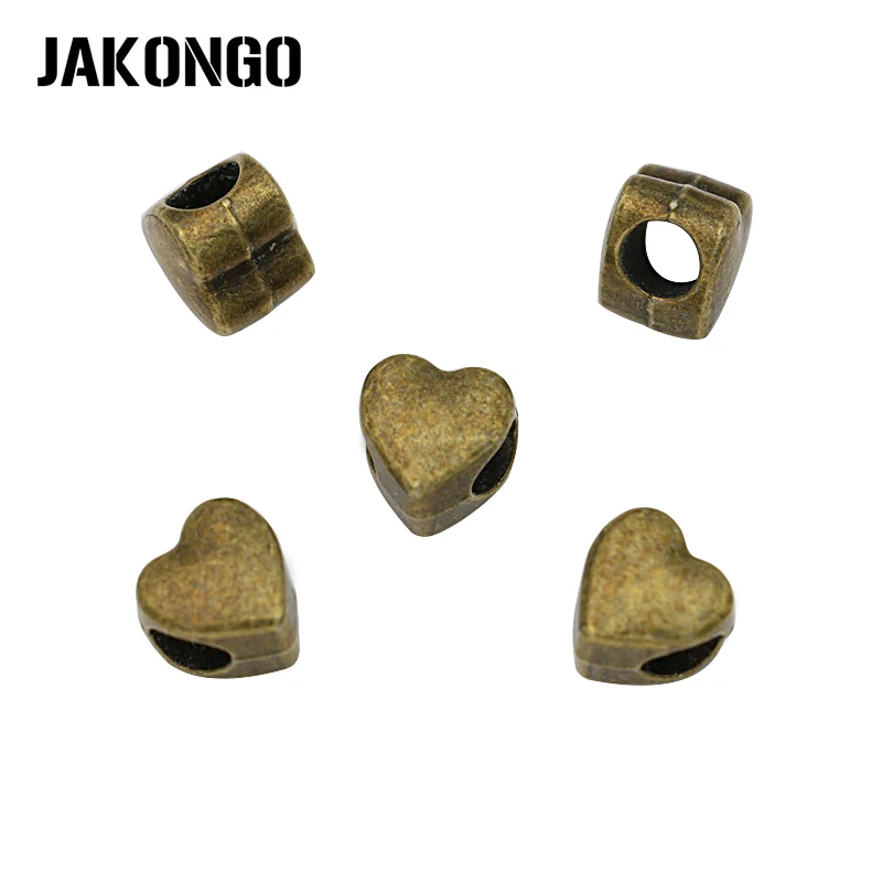 JAKONGO античные бронзовые бусины в форме сердца подходят для европейских шармов