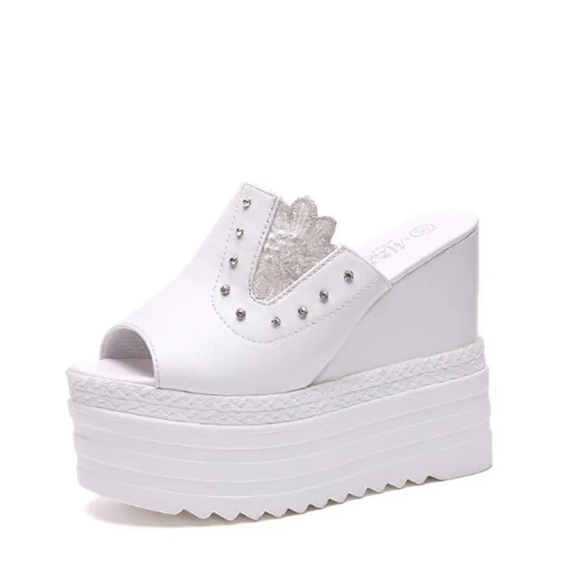 Летняя обувь женская на платформе тапочка 15 см каблуке zapatos mujer женские шлепанцы |
