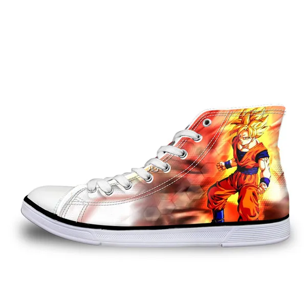 W941AK FORUDESIGNS/крутой Жемчуг дракона Супер Saiyan God аниме печать высокие мужские вулканизированные туфли повседневная парусиновая обувь с героями мультфильмов для мужчин мальчиков - Цвет: W941AK
