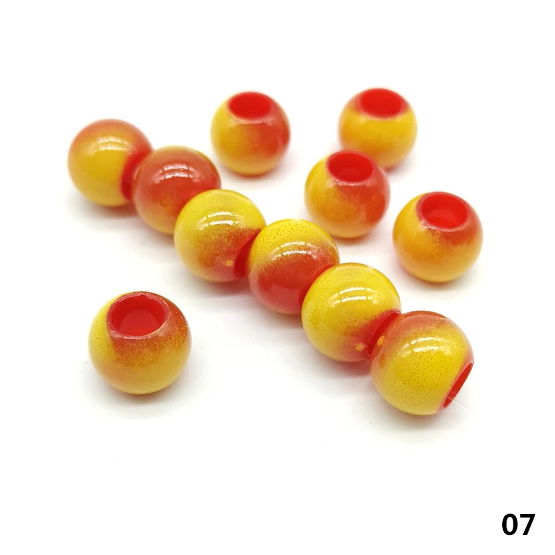 07 20 pcs 12mm Big Hole Beads Round Beads for Jewelry Making Acrylic Beads Multicolor Loose Bead Jewelry DIY Accessory - Цвет: 07