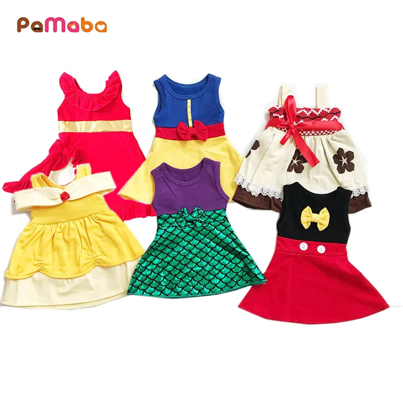 

PaMaBa Little Girls Princess Rapunzle Snow White Dress Summer Casual Clothes Kid Trip Frocks Party Belle Minnie Merimaid Costume