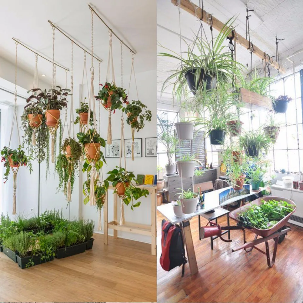 5 мм натуральный бежевый хлопок макраме настенная вешалка для растений ремесло