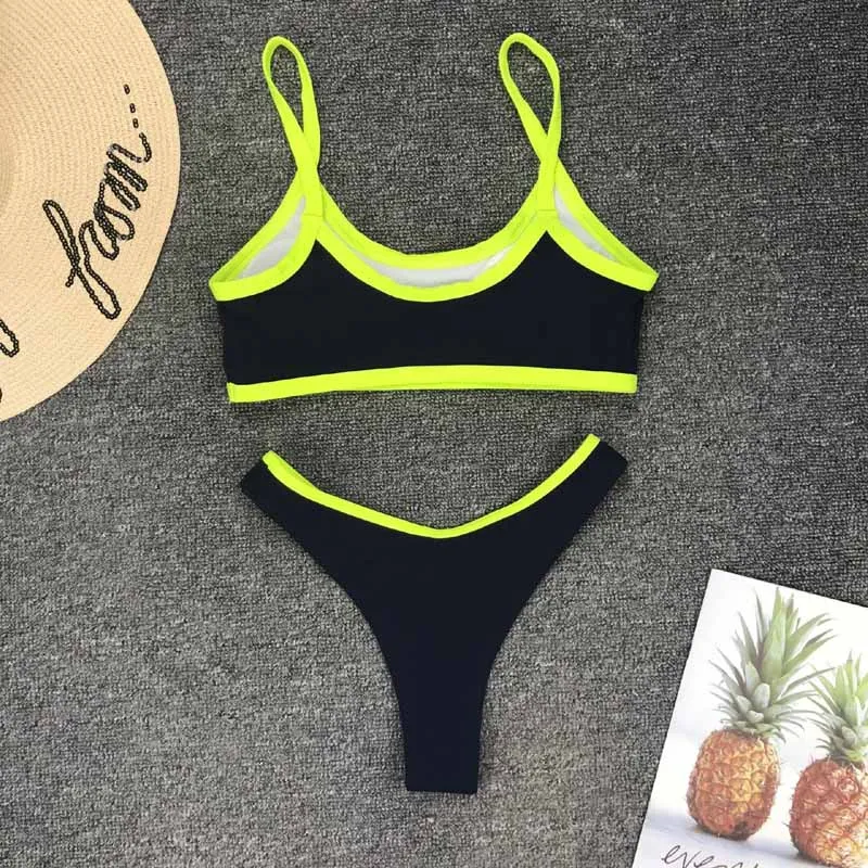 

Sexy Brazilian High Cut Bikini 2021 Women Swimwear Female Swimsuit Patchwork Bikini Bather Bathing Suit Swim Wear Monokini