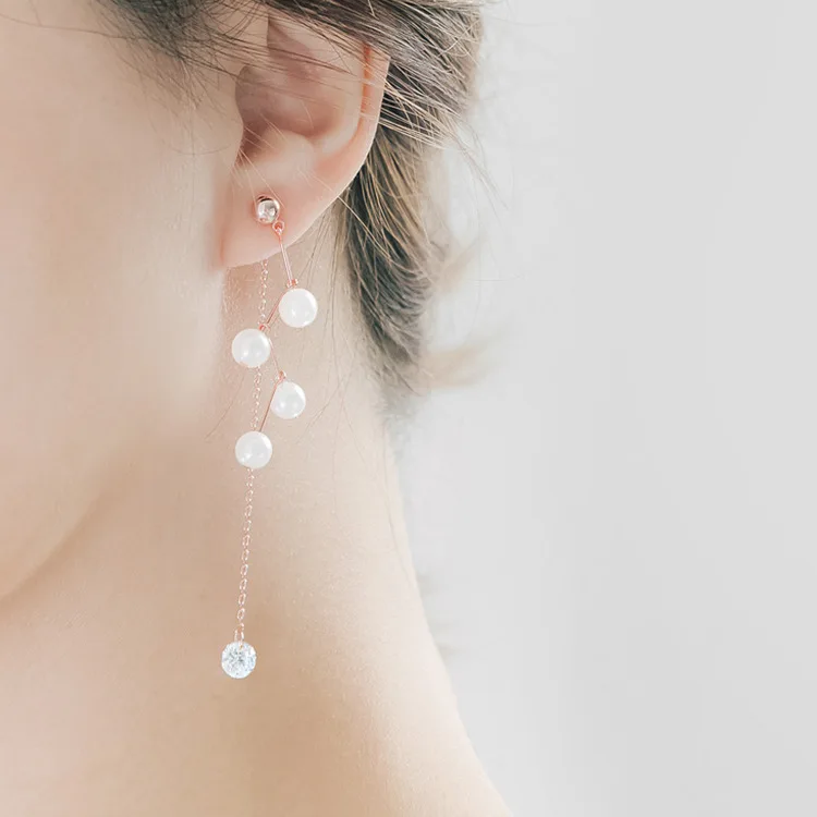 Серьги-капельки с искусственным жемчугом и кисточками серьги-подвески неровной