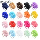 Детская однотонная повязка для волос Ruoshui, повязка на голову с бантом, модные аксессуары для волос для девочек, Женский ободок, головной убор