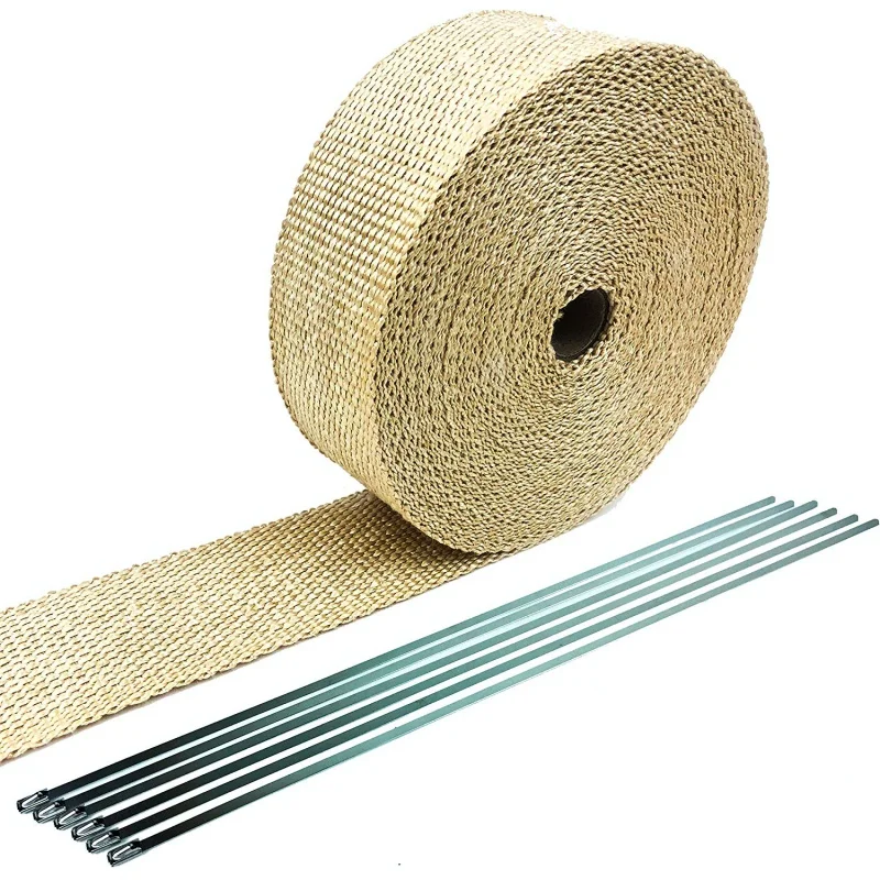 

10M Car Motorcycle Exhaust Wrap Pipe Header Heat Wrap Turbo Mainfold Heat Exhaust Thermal Wrap Tape Stainless Steel Ties