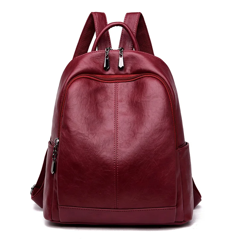 Red Винтажный женский рюкзак, Женская коричневая сумка на плечо, высококачественные кожаные школьные сумки для девочек-подростков, женские дорожные рюкзаки - Цвет: Red