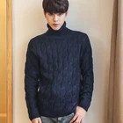 Мужской толстый теплый свитер размера плюс 5XL, шерстяной пуловер с высоким воротом, повседневная черная водолазка