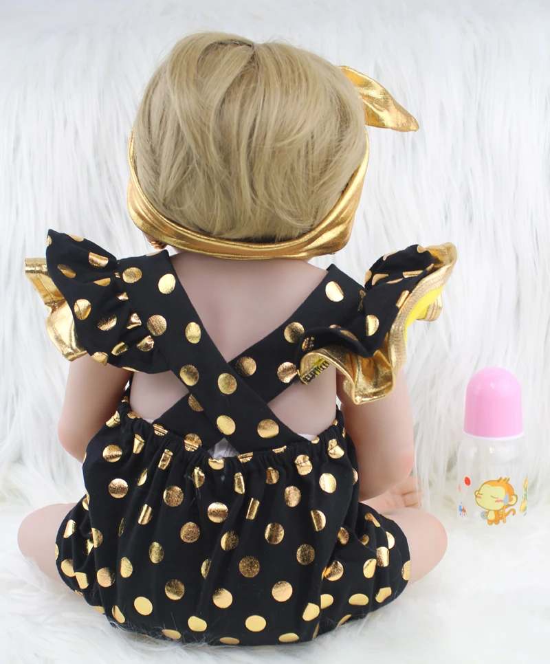2" Полный силиконовый корпус Reborn Girl Baby Doll Игрушки 55 см Новорожденные принцесса младенцы кукла светлые волосы подарок на день рождения Дети Brinquedos