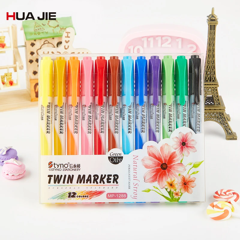 12 цветов Детская красочная фотография быстрое высыхание двойной наконечник