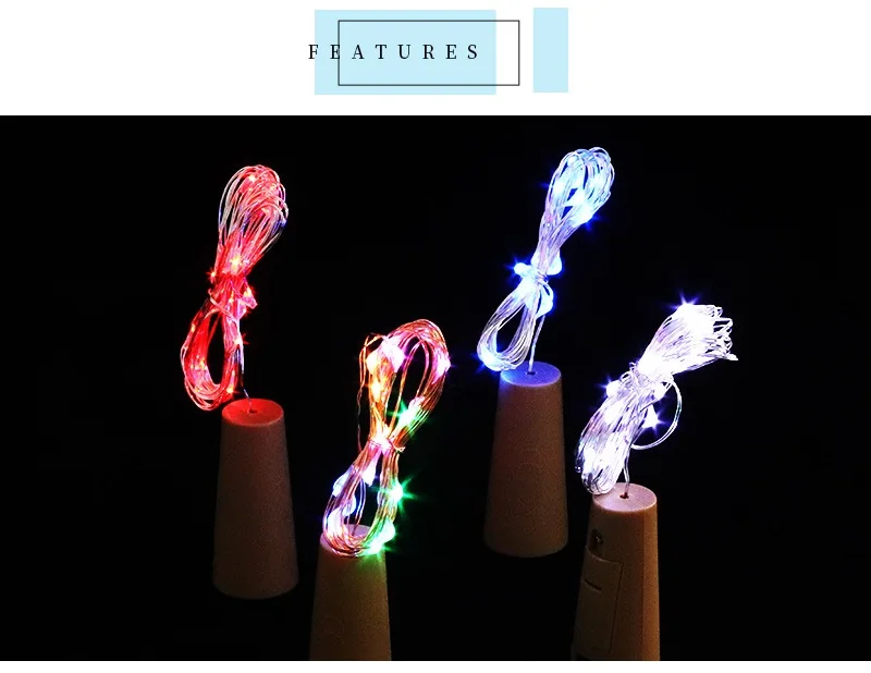 2M LED Garland Copper Wire Corker String Fairy Lights for Glass Craft Bottle New Year Christmas Wedding Decoration With Battery | Освещение