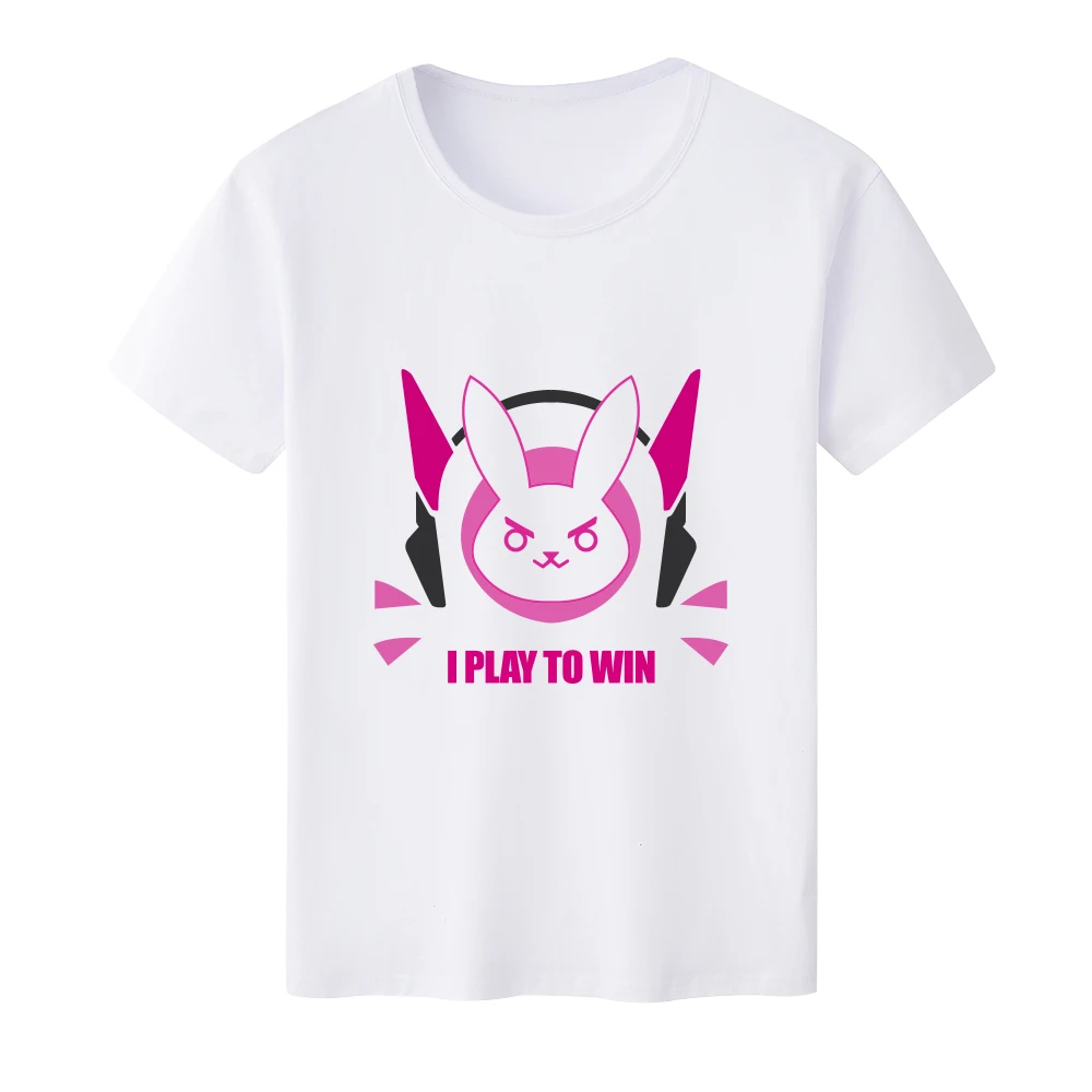 Повседневная Новая футболка для женщин Kawaii для девочек OW dva Rabbit D. VA логотип о-образный вырез с принтом футболки короткий рукав футболки
